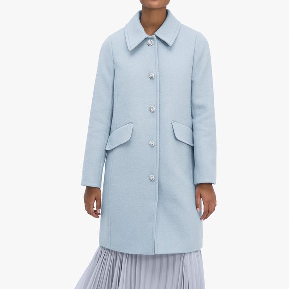 Kate Spade blue jewel-button coat - Picture 3 of 4